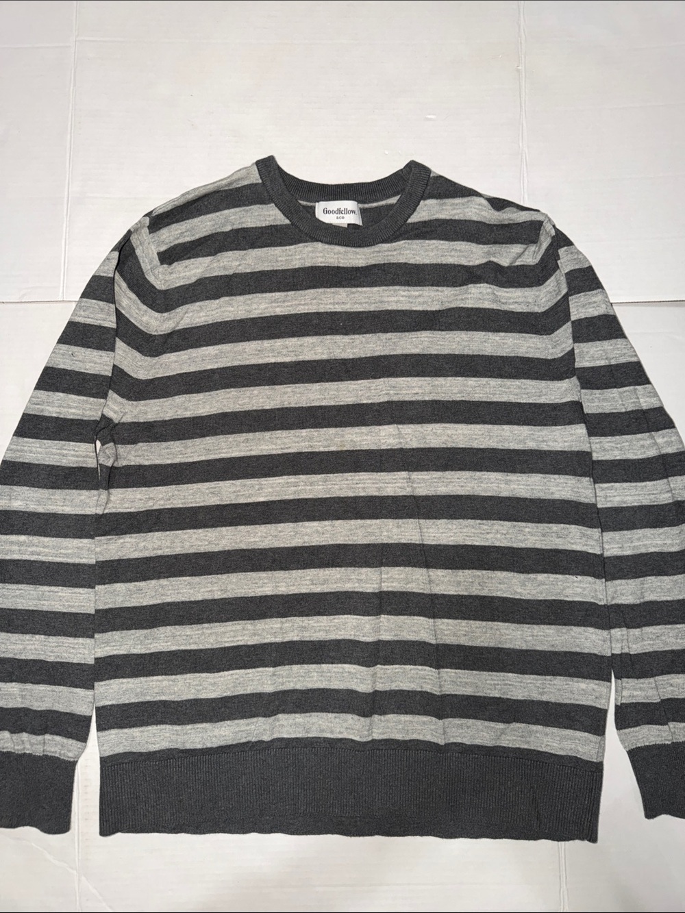 Goodfellow & Co Men's Charcoal and Light Gray Striped Crewneck Sweater